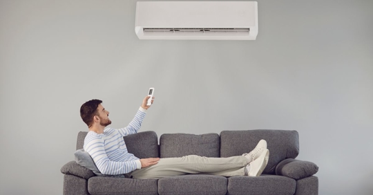 man using AC